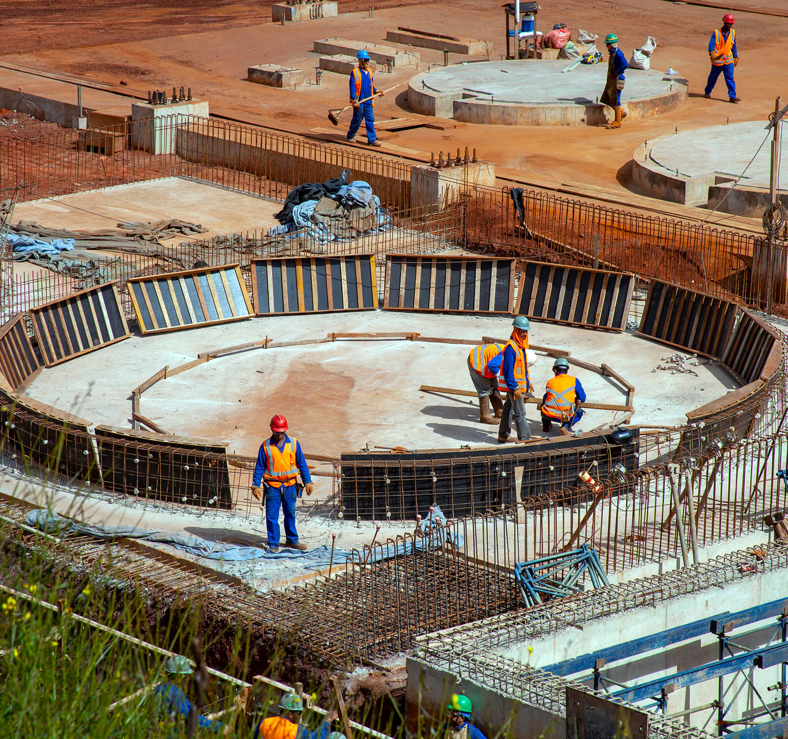 concrete crew working on public works project in Orange County, CA