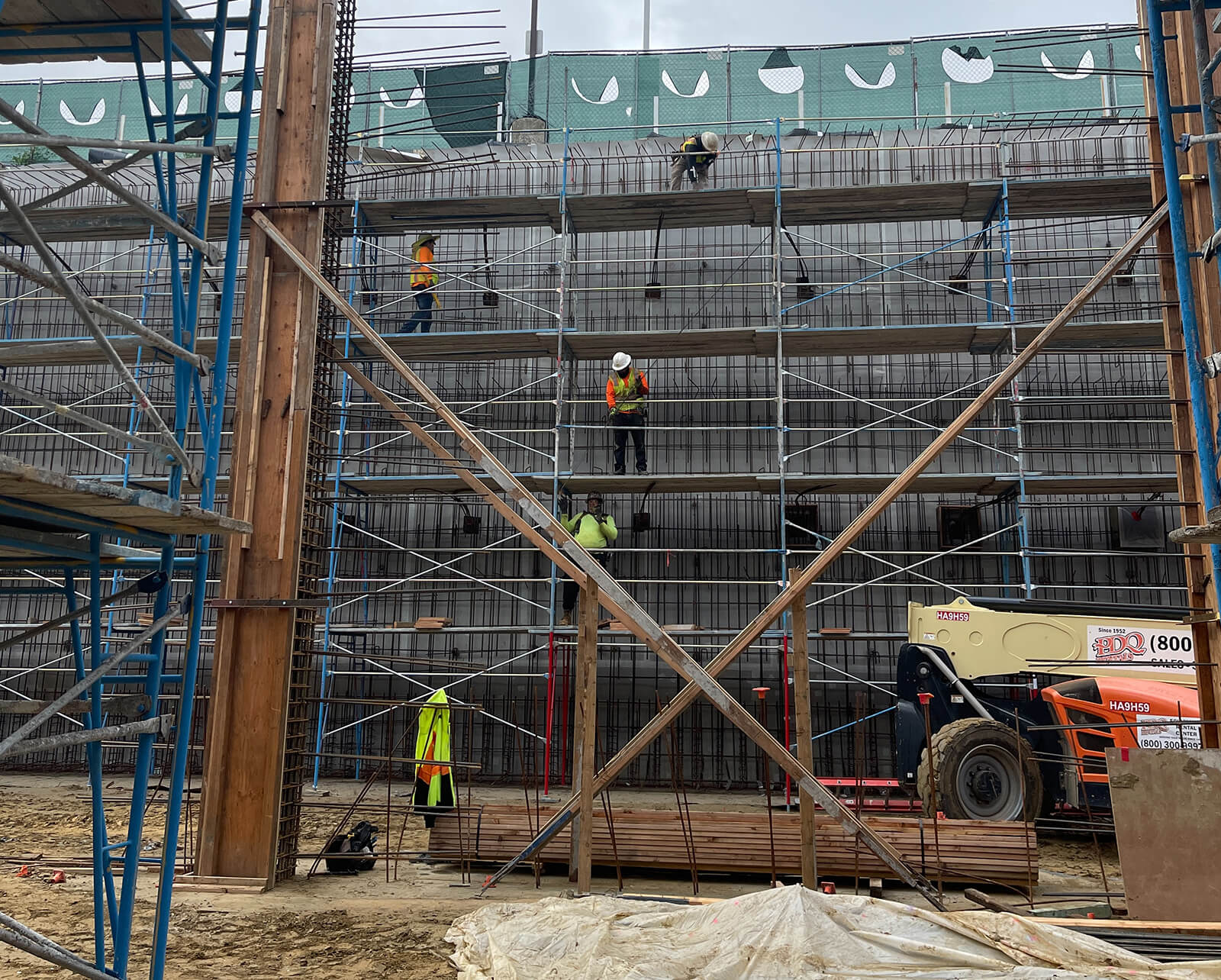 Concrete sidewalk near storage office